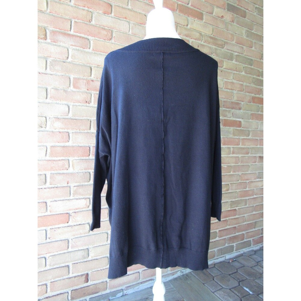 NWT Adrianna Papell Womens M Sweater Black Long Sleeve Pullover Middle Seam - Picture 8 of 16